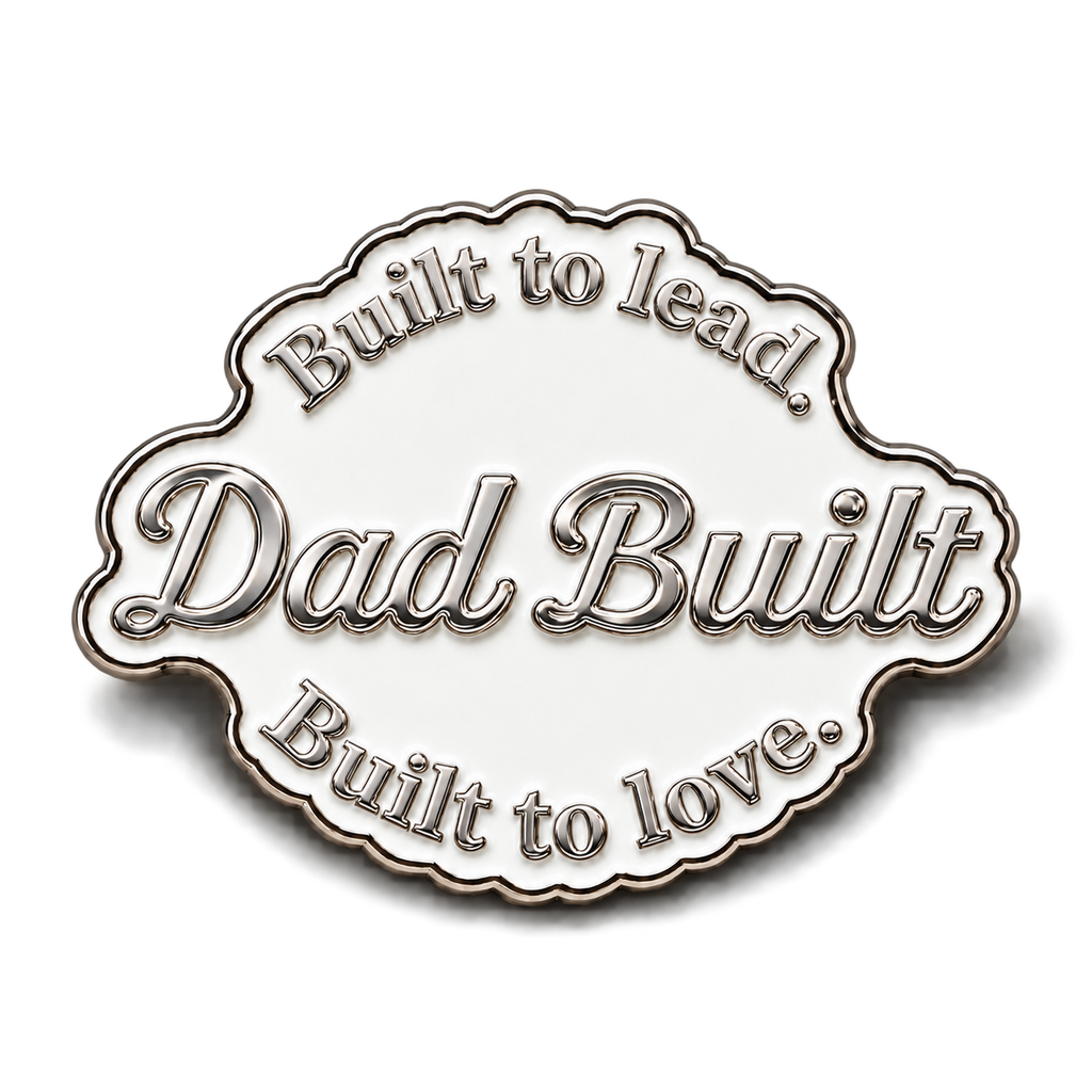 Dad Built chrome-letter badge pin