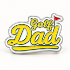 Golf Dad Pin front with yellow script and red flag